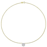 Miabella 1-7/8 Carat T.G.W. Created White Sapphire Yellow Rhodium-Plated Sterling Silver Floral Necklace