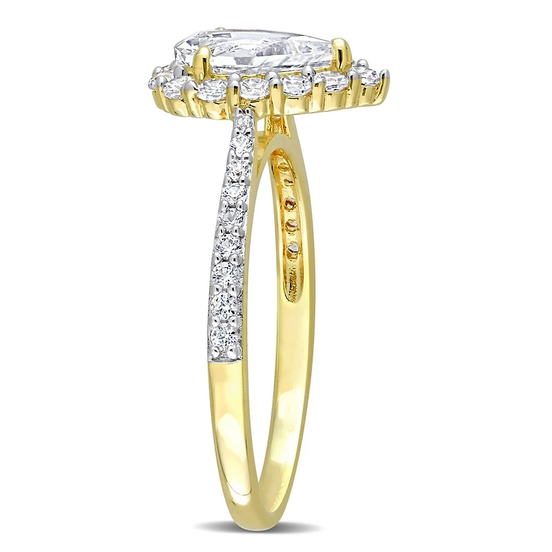 Miabella 1-7/8 Carat T.G.W. Created White Sapphire Yellow Rhodium Plated Sterling Silver Teardrop Halo Engagement Ring