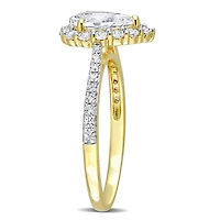 Miabella 1-7/8 Carat T.G.W. Created White Sapphire Yellow Rhodium Plated Sterling Silver Teardrop Halo Engagement Ring
