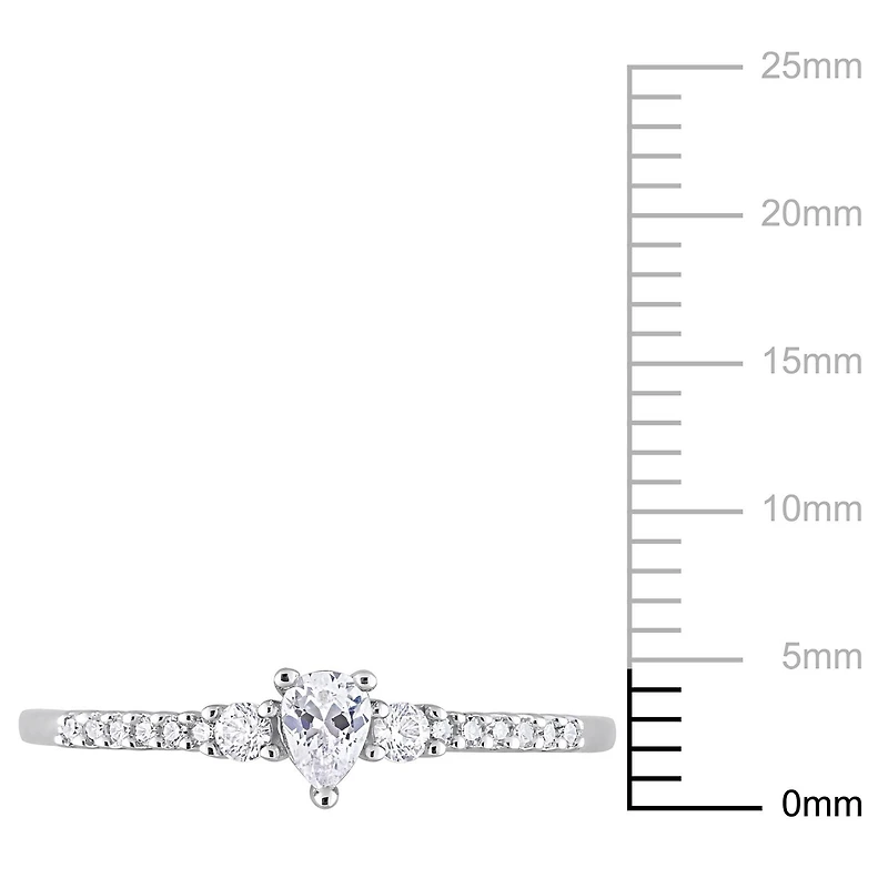 Bague de promesse de Miabella avec 1/3 carat PBT de Saphir blanc synthétique et diamant en argent sterling