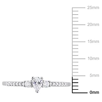 Bague de promesse de Miabella avec 1/3 carat PBT de Saphir blanc synthétique et diamant en argent sterling