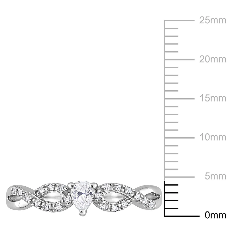 Bague de promesse d'infini de Miabella avec 1/4 carat PBT de Saphir blanc synthétique et 1/10 carat PT de diamant en argent sterling