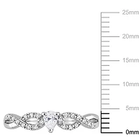 Bague de promesse d'infini de Miabella avec 1/4 carat PBT de Saphir blanc synthétique et 1/10 carat PT de diamant en argent sterling