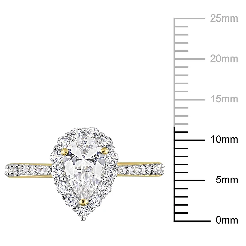 Miabella 1-7/8 Carat T.G.W. Created White Sapphire Yellow Rhodium Plated Sterling Silver Teardrop Halo Engagement Ring
