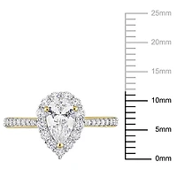 Bague de fiançailles auréole en forme larme de Miabella avec 1-7/8 carat PBT de Saphir blanc synthétique en argent sterling plaqué jaune