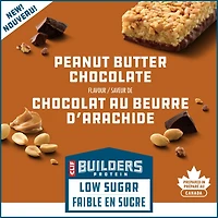 CLIF BUILDERS Barres protéinées faibles en sucre, saveur de chocolat au beurre d’arachide, 16 g de protéines, faible en sucre, sans édulcorants artificiels
