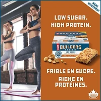CLIF BUILDERS Barres protéinées faibles en sucre, saveur de chocolat au beurre d’arachide, 16 g de protéines, faible en sucre, sans édulcorants artificiels