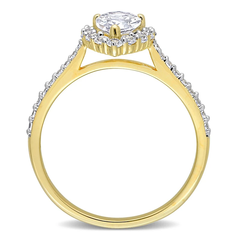 Miabella 1-7/8 Carat T.G.W. Created White Sapphire Yellow Rhodium Plated Sterling Silver Teardrop Halo Engagement Ring