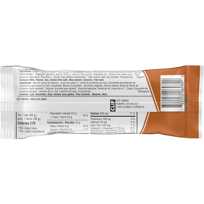CLIF BUILDERS Barres protéinées faibles en sucre, saveur de chocolat au beurre d’arachide, 16 g de protéines, faible en sucre, sans édulcorants artificiels