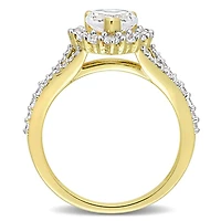 Miabella 2-2/5 Carat T.G.W. Created White Sapphire Yellow Rhodium Plated Sterling Silver Heart Halo Engagement Ring