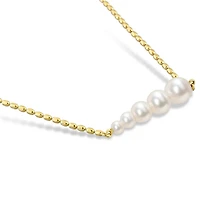 Miabella Freshwater Cultured Pearl 18K Yellow Gold Plated Silver Bar Necklace