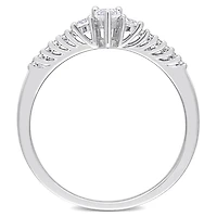 Bague de promesse de Miabella avec 1/3 carat PBT de Saphir blanc synthétique et diamant en argent sterling