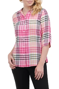 Alia Women's Plaid Blouse