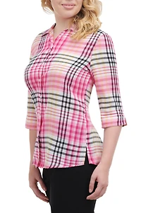 Alia Women's Plaid Blouse