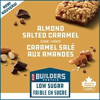 CLIF BUILDERS Low Sugar Protein Bars, Almond Salted Caramel Flavour, 16g of Protein per bar, Low Sugar, No Artificial Sweeteners