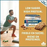 CLIF BUILDERS Low Sugar Protein Bars, Almond Salted Caramel Flavour, 16g of Protein per bar, Low Sugar, No Artificial Sweeteners