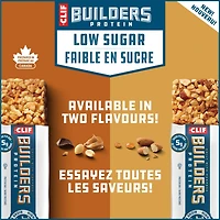 CLIF BUILDERS Low Sugar Protein Bars, Almond Salted Caramel Flavour, 16g of Protein per bar, Low Sugar, No Artificial Sweeteners