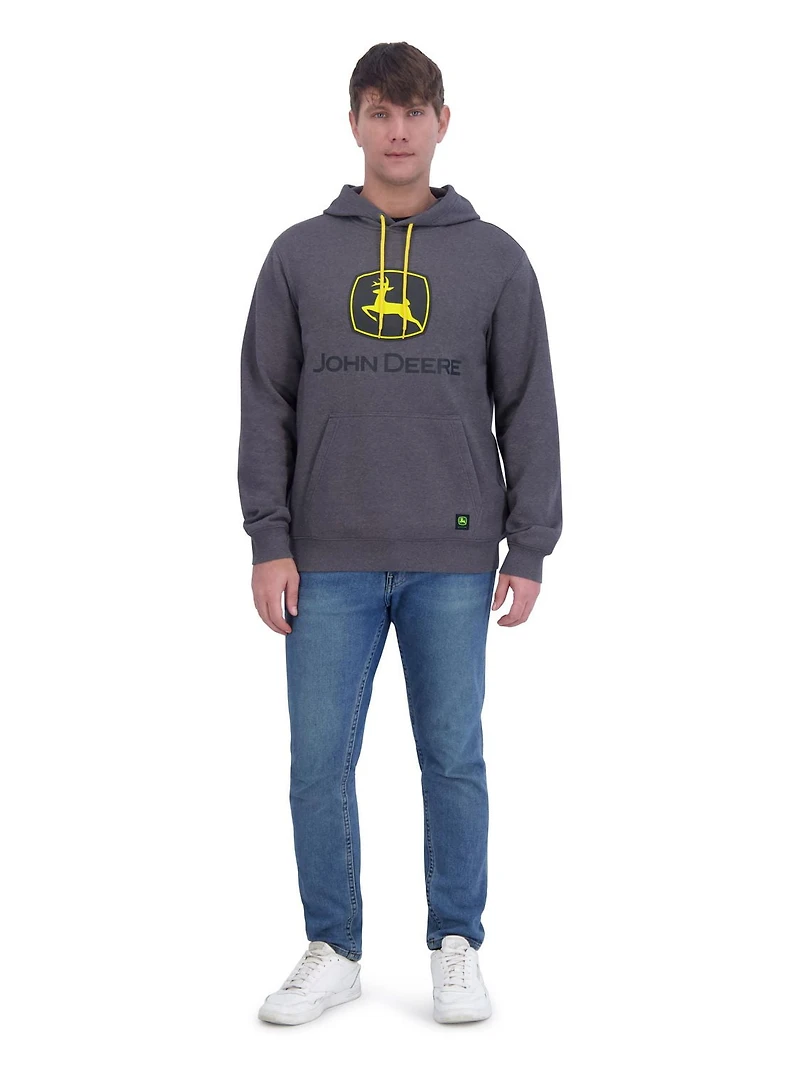 John Deere Men’s and Big Men’s Graphic Logo Fleece Pullover Fleece Hoodie