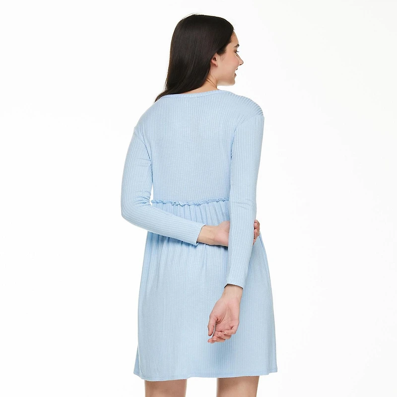 No Boundaries Women's Henley Babydoll Dress