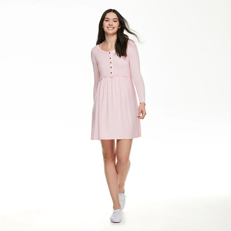 Robe de style nuisette avec encolure henley No Boundaries pour femmes