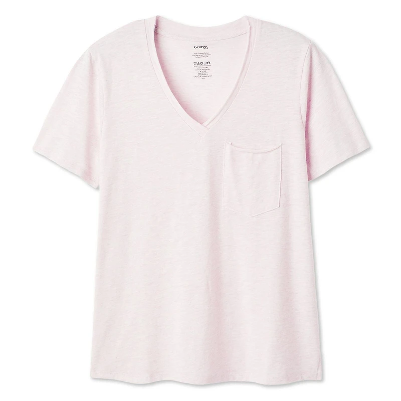 T-shirt à pochette encolure en V George pour femmes