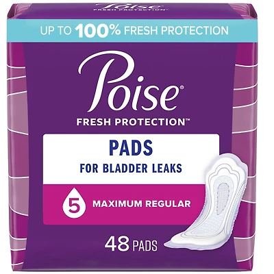 Serviettes d’incontinence Poise pour femmes, degré d’absorption 5, absorption maximale 39 - 48 Serviettes