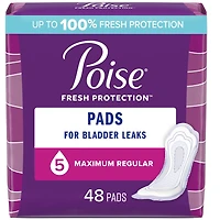 Poise Incontinence Pads for Women, 5 Drop, Maximum Absorbency, 39 - 48 Pads