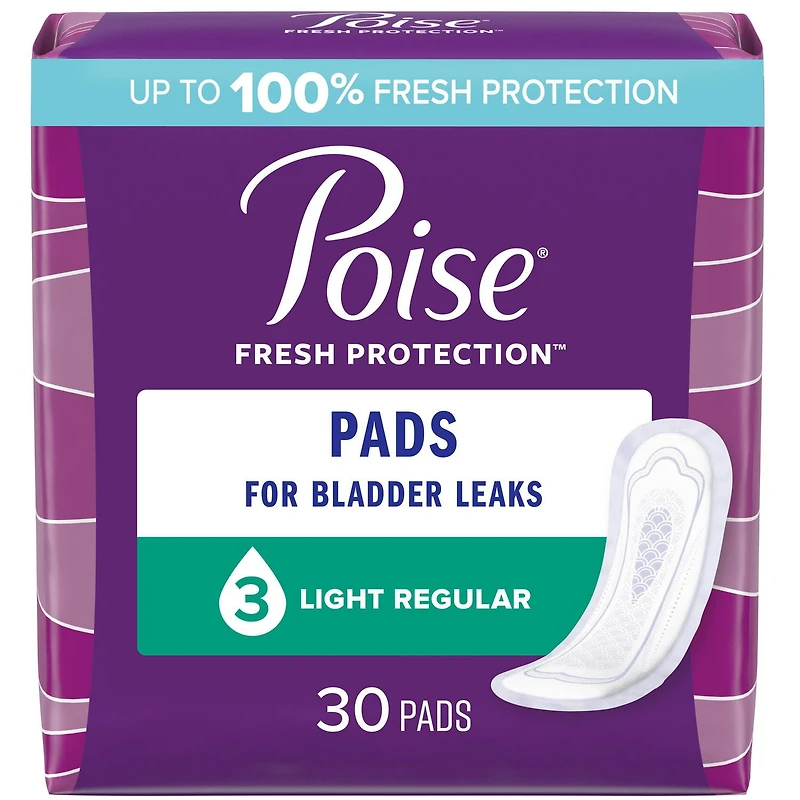 Serviettes d’incontinence Poise pour femmes, degré d’absorption 3, absorption lèger 24 - 30 Serviettes