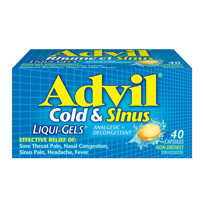 Advil Cold & Sinus Liqui-Gels with Fever Relief and Nasal Decongestant, 40 Count, 40 Count