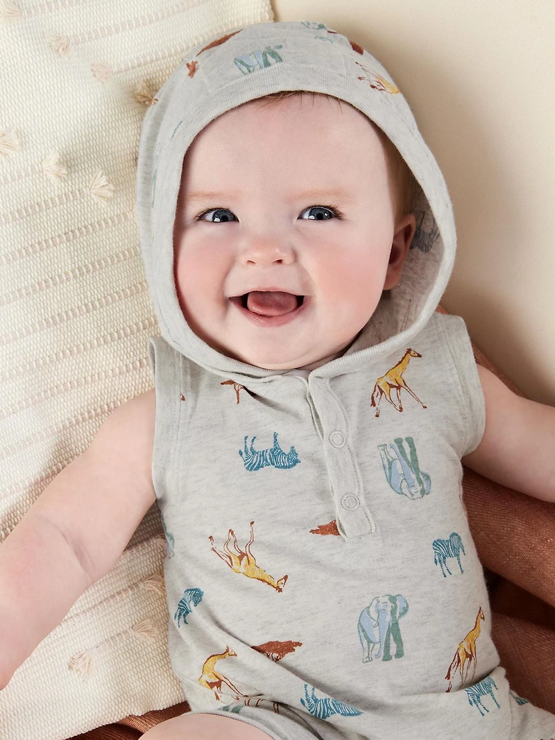 Carter's Child of Mine Baby Boy Safari Hooded Romper, Newborn-24 Months
