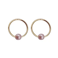 Luxury Designs Or Jaune 10K cerceau 10mm avec perle rose