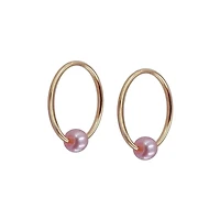 Luxury Designs Or Jaune 10K cerceau 10mm avec perle rose