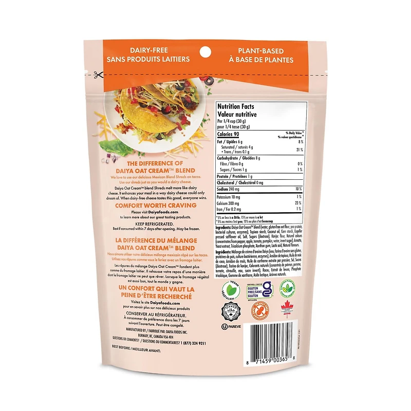 Daiya Dairy Free Mexican Blend Cheese Shreds, 200g