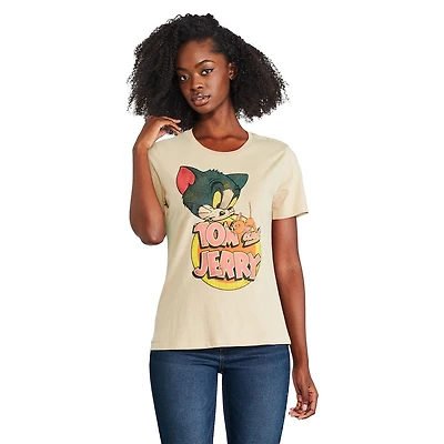 T-shirt coupe décontractée Tom et Jerry pour femmes Tailles TP–TG