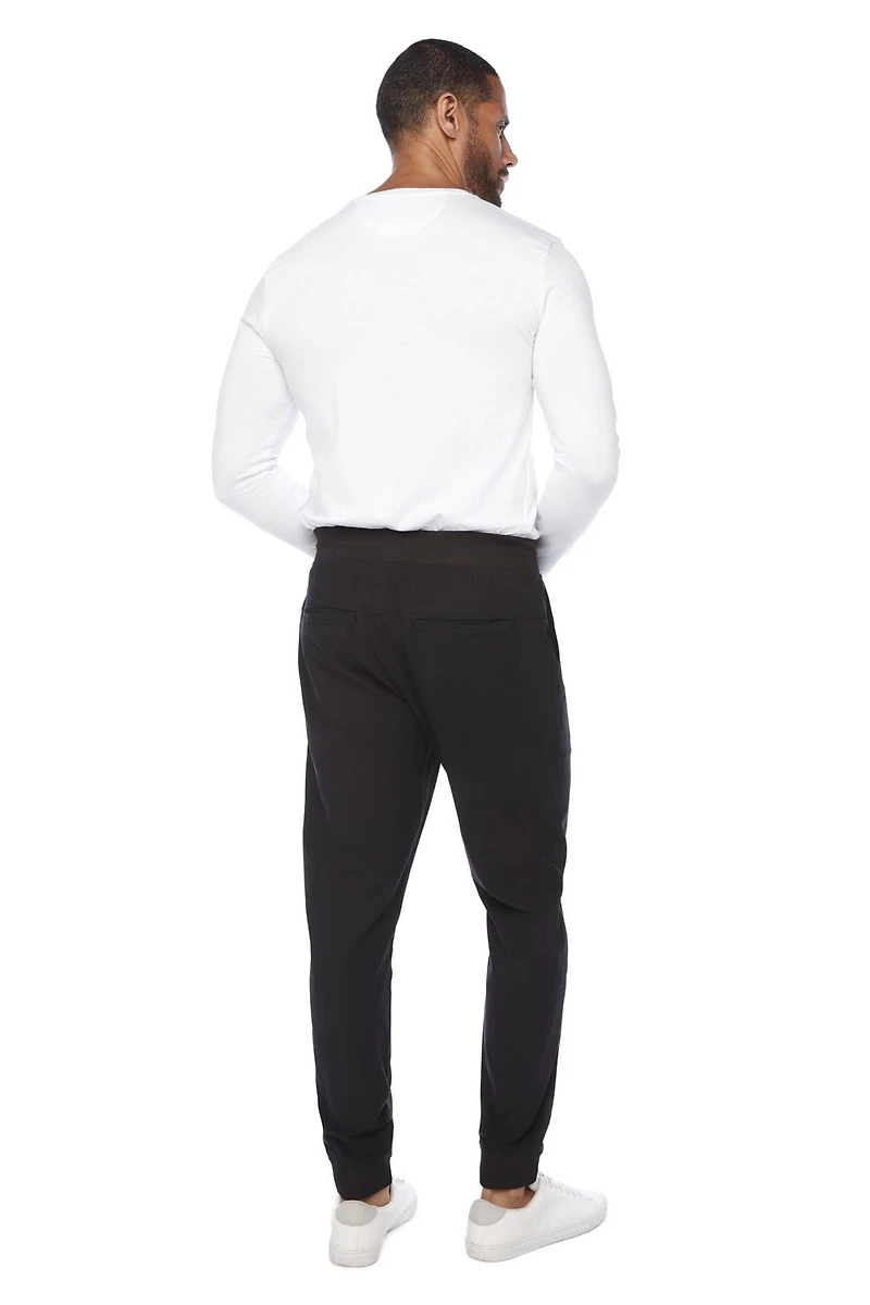 Jeaniologie ™ Pantalon de jogging avec taille et poignets côtelés pour hommes noir