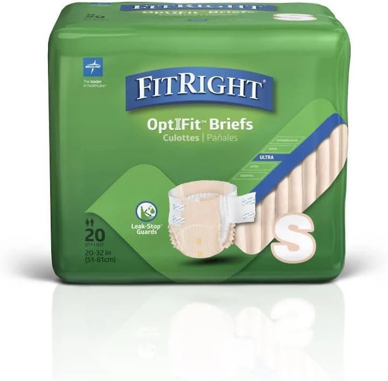 Culottes d'incontinence FitRight Ultra pour adultes, taille S, pour tour de taille de 50 à 81 cm, sachet de 20