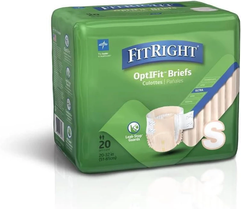 Culottes d'incontinence FitRight Ultra pour adultes, taille S, pour tour de taille de 50 à 81 cm, sachet de 20