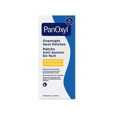 Patchs anti-bouton de nuit PanOxyl, patchs hydrocolloïdes transparents, 40ct