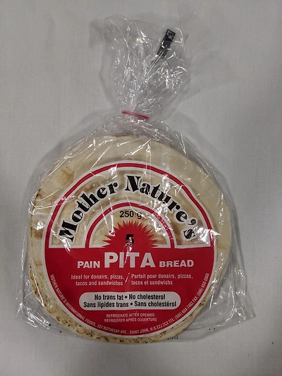 Mother Nature's Pain Pita Parfait pour donairs, pizzas, tacos et sandwichs.  Sans lipides trans et sans cholesterol