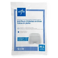 Medline Premium Knit Incontinence Underpants, Size Medium/Large, For Waist Size 20"-60", 5 per Bag