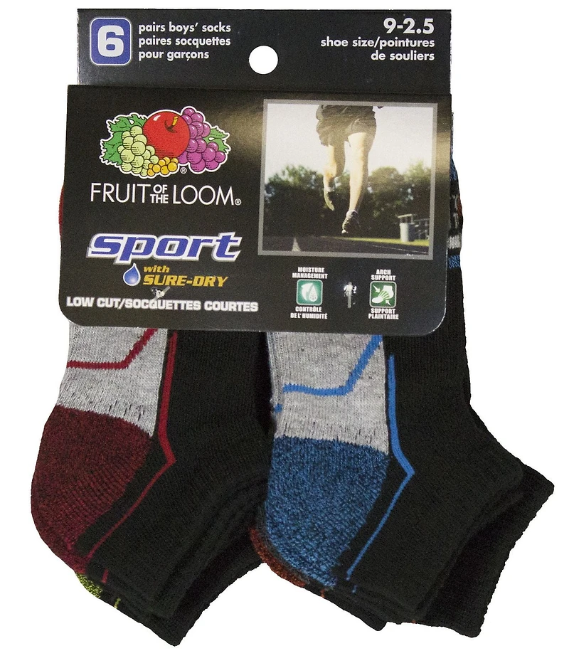 Socquettes à coupe basse sport de Fruit of the Loom pour garçons - 6 paires