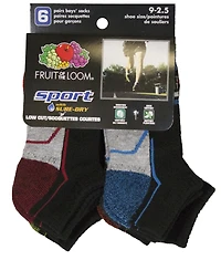 Socquettes à coupe basse sport de Fruit of the Loom pour garçons - 6 paires
