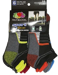 Fruit of the Loom Boys' Sport Low Cut Tabs Socks - 6 Pairs