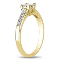 Miabella 0.25 Carat Total Weight Princess and Round Cut Diamond Engagement Ring in 10 KT Yellow Gold