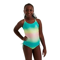 Justice Girls' Open Back One Piece Swimsuit