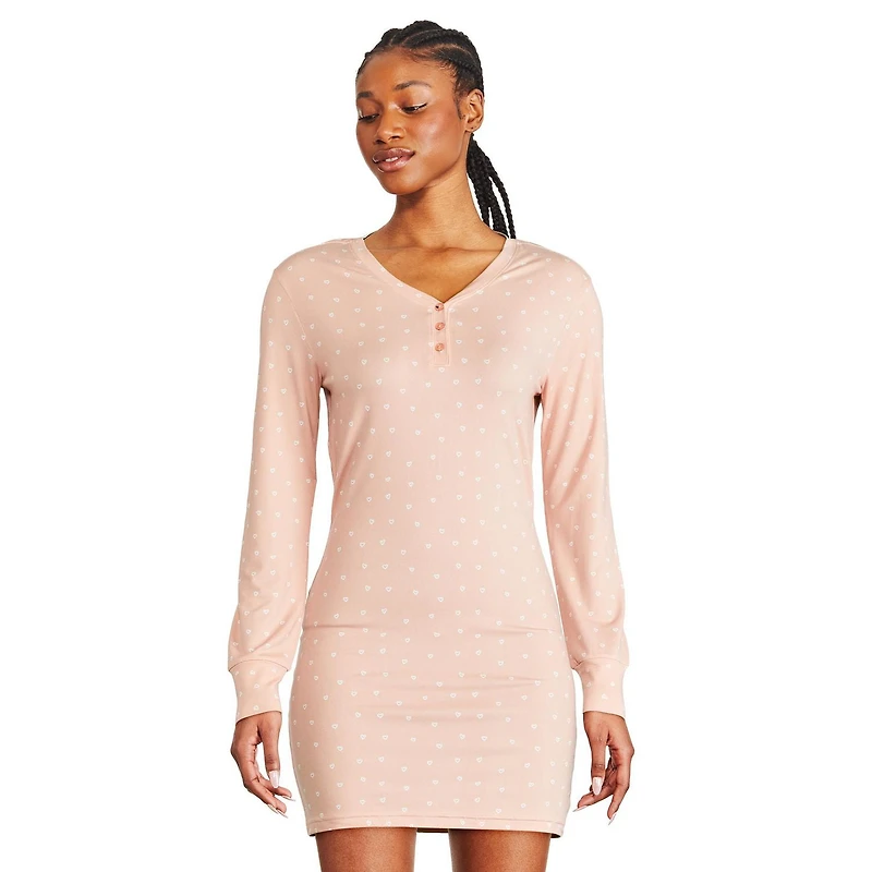 Chemise de nuit avec col henley George pour femmes