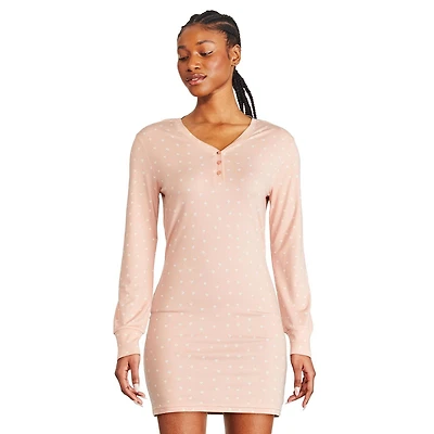 Chemise de nuit avec col henley George pour femmes
