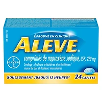 ALEVE pour le soulagement de la douleur, éprouvé en clinique, à action rapide et durable, naproxène sodique 24 caplets