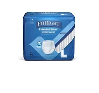 FitRight Extended Wear Night Protective Underwear, Size Large, For Waist Size 40"to 56", Bag of 14