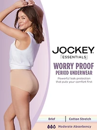 Worry Proof Moderate Absorbency Brief, Period and Bladder Protection Underwear